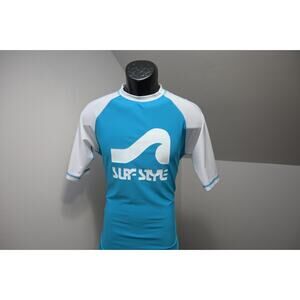 Surf Style Surfing Shirt UPF 60+ Blue Polyester Stretch Short Sleeve Mens Small